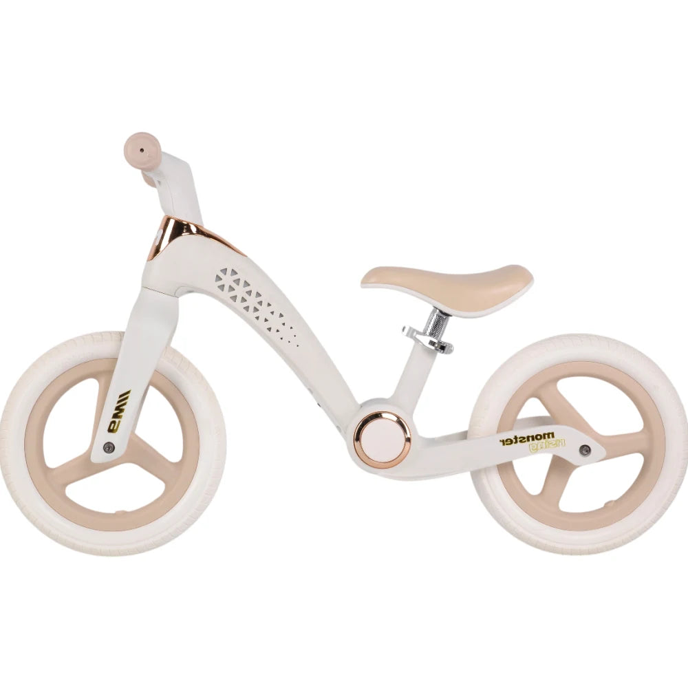 Bicicletă fără pedale pentru copii, 12′ pliabilă, cu lumini LED, albă (817369)