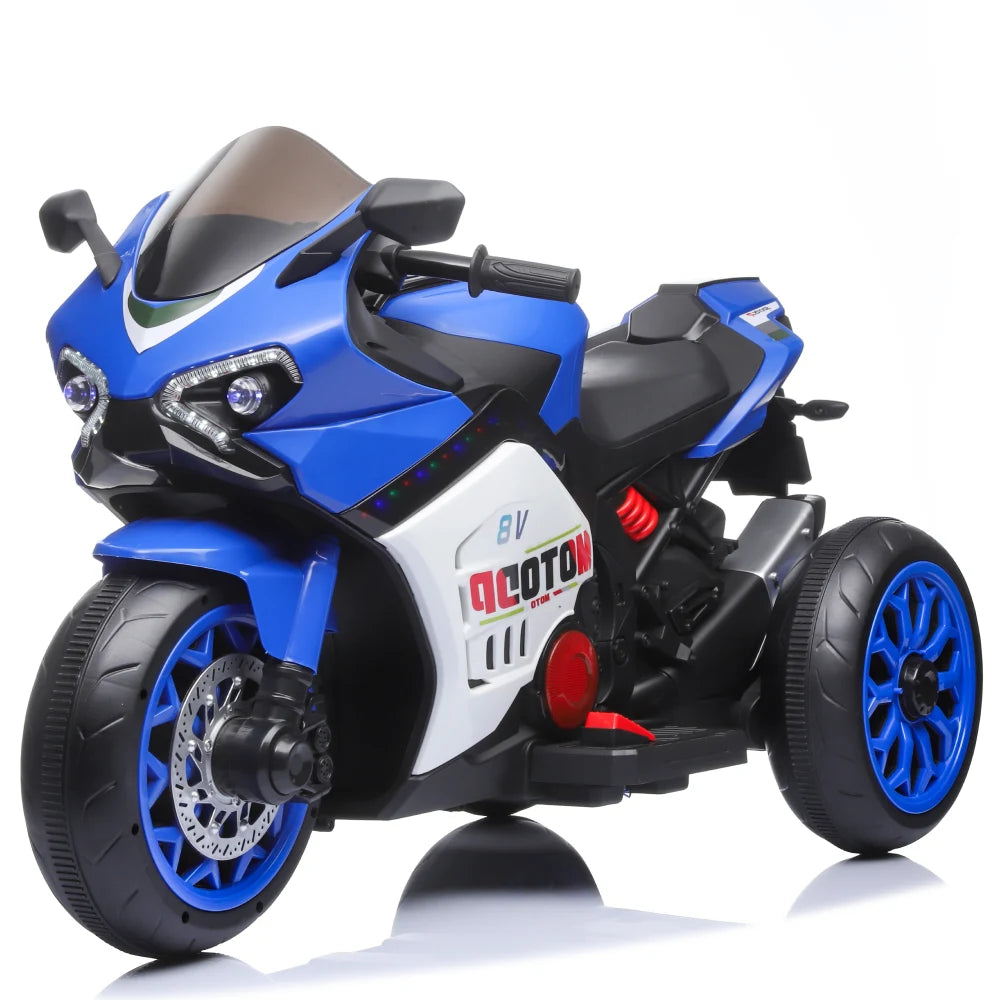 Motocicletă electrică pentru copii cu parbriz iluminat LED, albastră (67839)