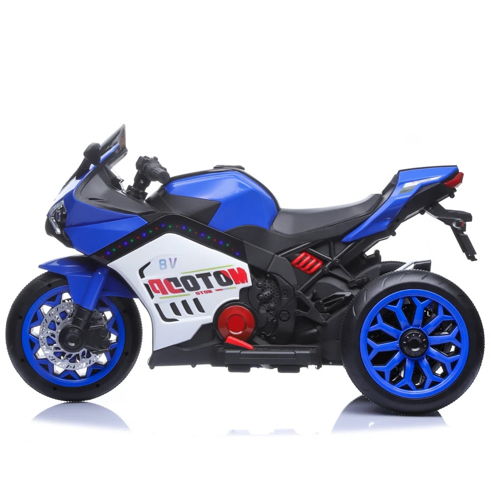 Motocicletă electrică pentru copii cu parbriz iluminat LED, albastră (67839)