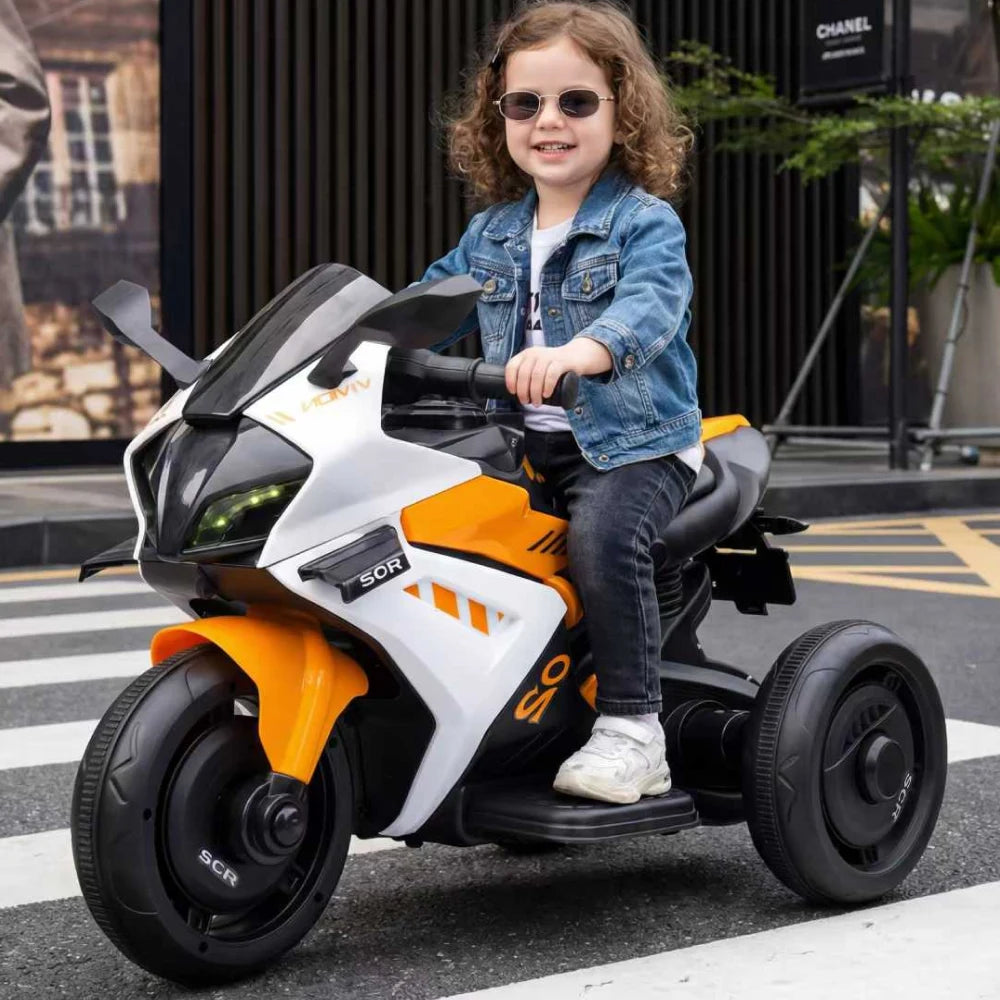 Motocicletă electrică pentru copii cu telecomandă, portocalie (52962)