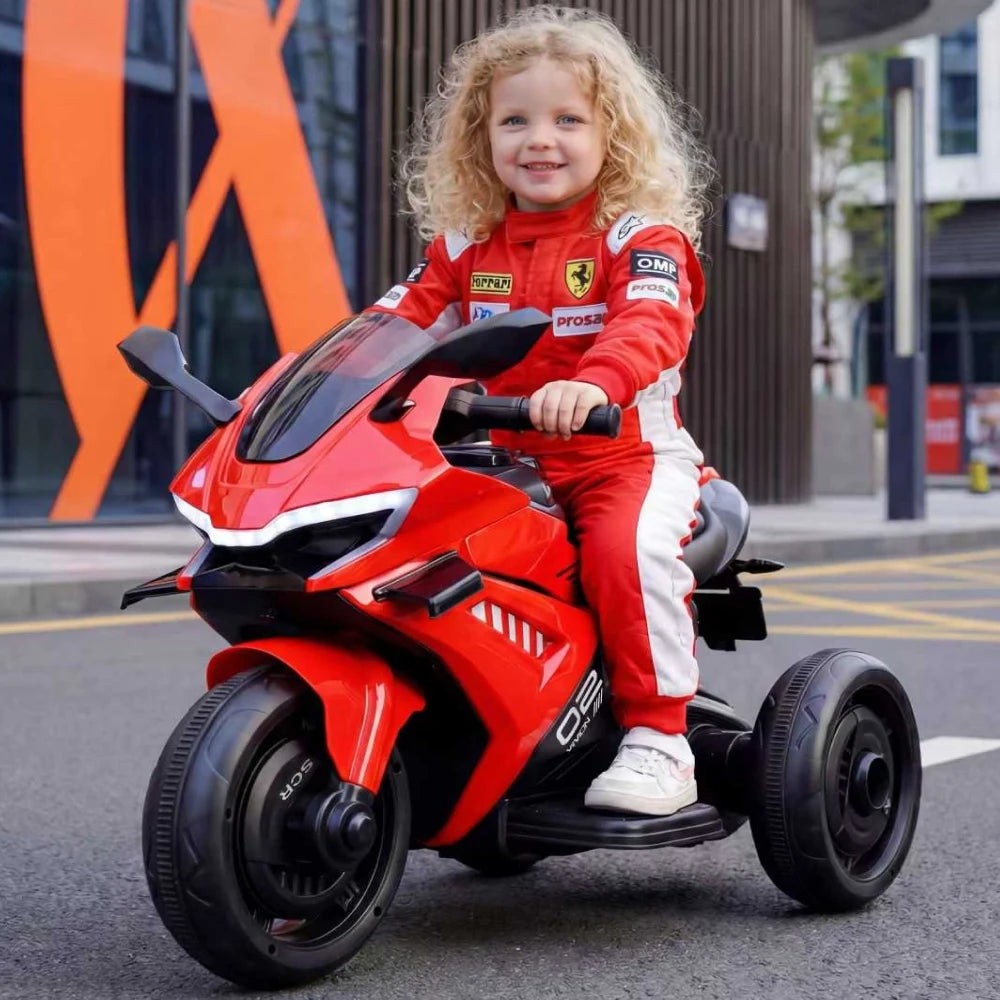 Motocicletă electrică pentru copii cu telecomandă, roșie (96789)