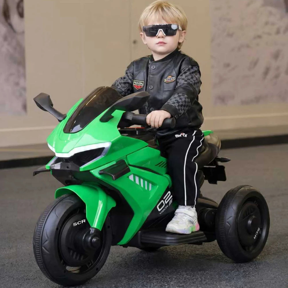 Motocicletă electrică pentru copii cu telecomandă, verde (RTW8)