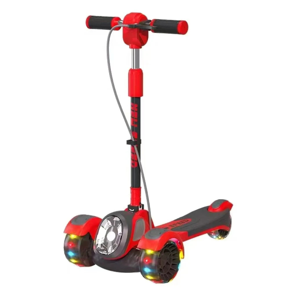 Trotinetă pentru copii cu 3 roți luminoase, far cu lumină, muzică, frână de mână, roșu, RTM Scooter (56602)
