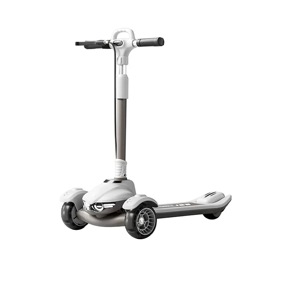 Trotinetă pentru copii cu 3 roți luminoase, far cu lumină, platformă cu muzică și Bluetooth, alb, RTM Scooter (41561)