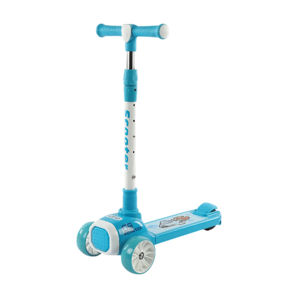 Trotinetă pentru copii cu 3 roți luminoase, platformă cu lumini și muzică, albastru, RTM Scooter (87644)