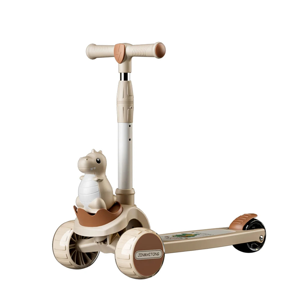 Trotinetă pentru copii cu 3 roți luminoase, platformă cu lumini și muzică, bej, RTM Scooter (89358)