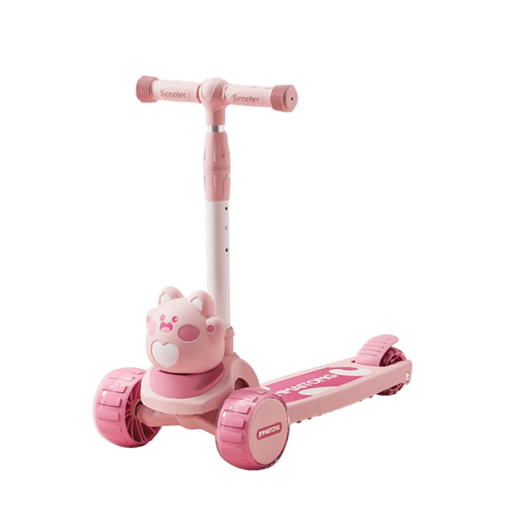 Trotinetă pentru copii cu 3 roți luminoase, platformă cu lumini și muzică, roz, RTM Scooter (89129)