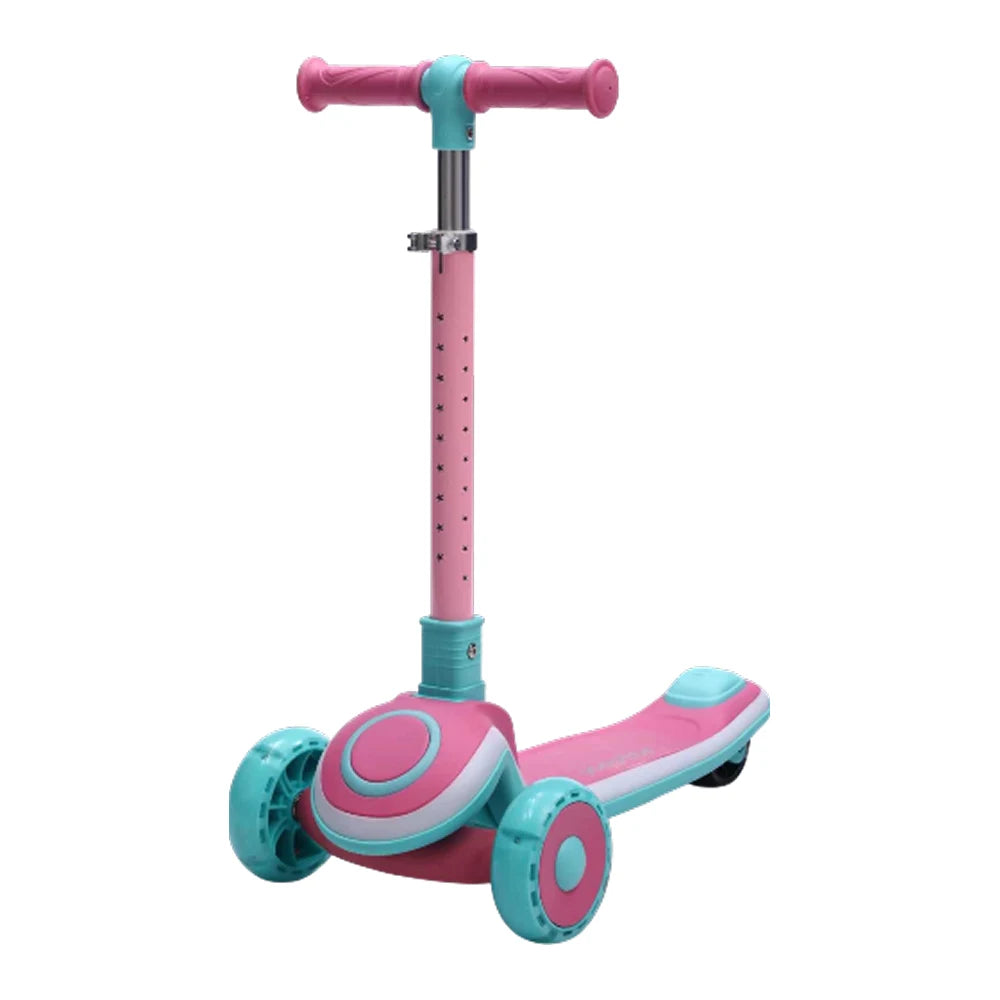 Самокат для детей с 3 светящимися колесами, светящейся платформой и рулем, розовый, RTM Scooter (42780)