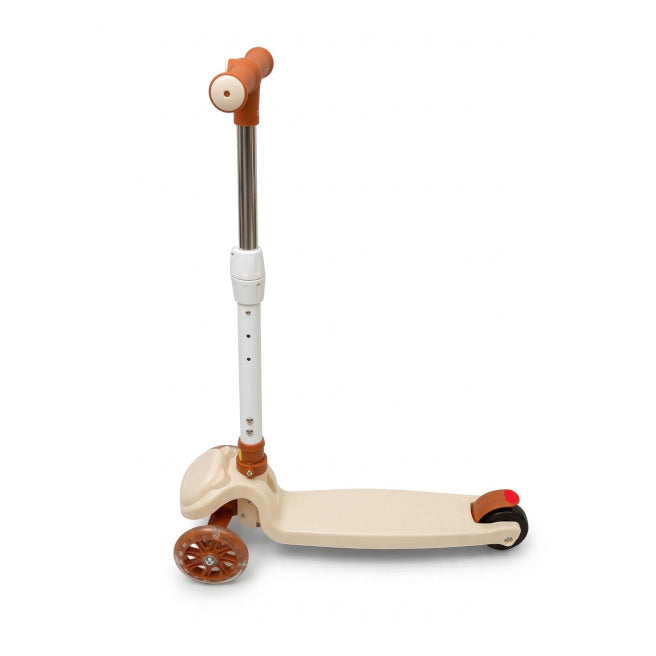 Трёхколёсный самокат для детей, складной, со светящимися колёсами, бежевый, код 992612