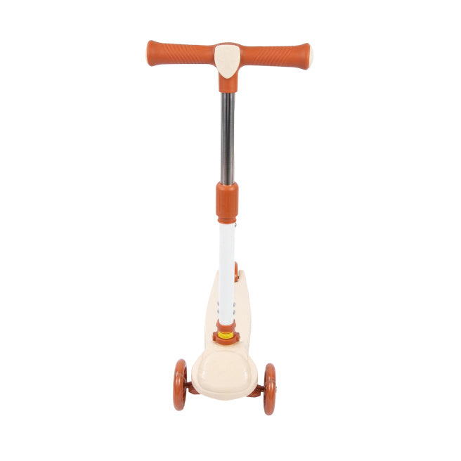 Трёхколёсный самокат для детей, складной, со светящимися колёсами, бежевый, код 992612