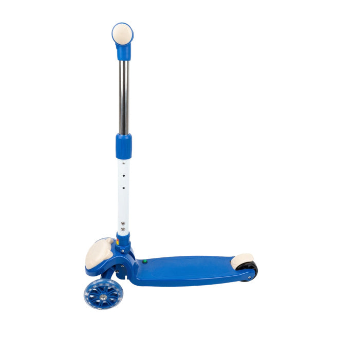 Детский трехколесный складной самокат со светящимися колесами, синий, код 990127