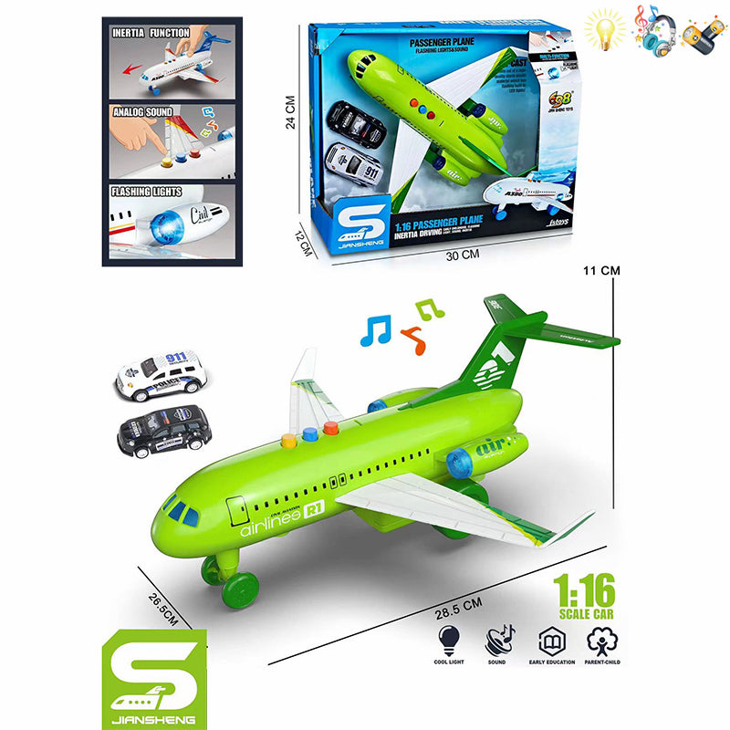 009913 Инерционный самолет с музыкой и светом