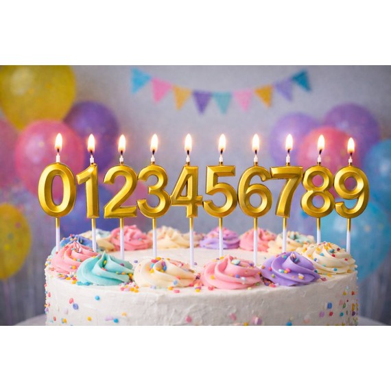 Золотая свеча в форме цифры (0–10) D2510-1879