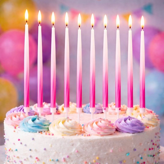 Набор из 12 свечей разных цветов, с градиентным эффектом D2510-1878