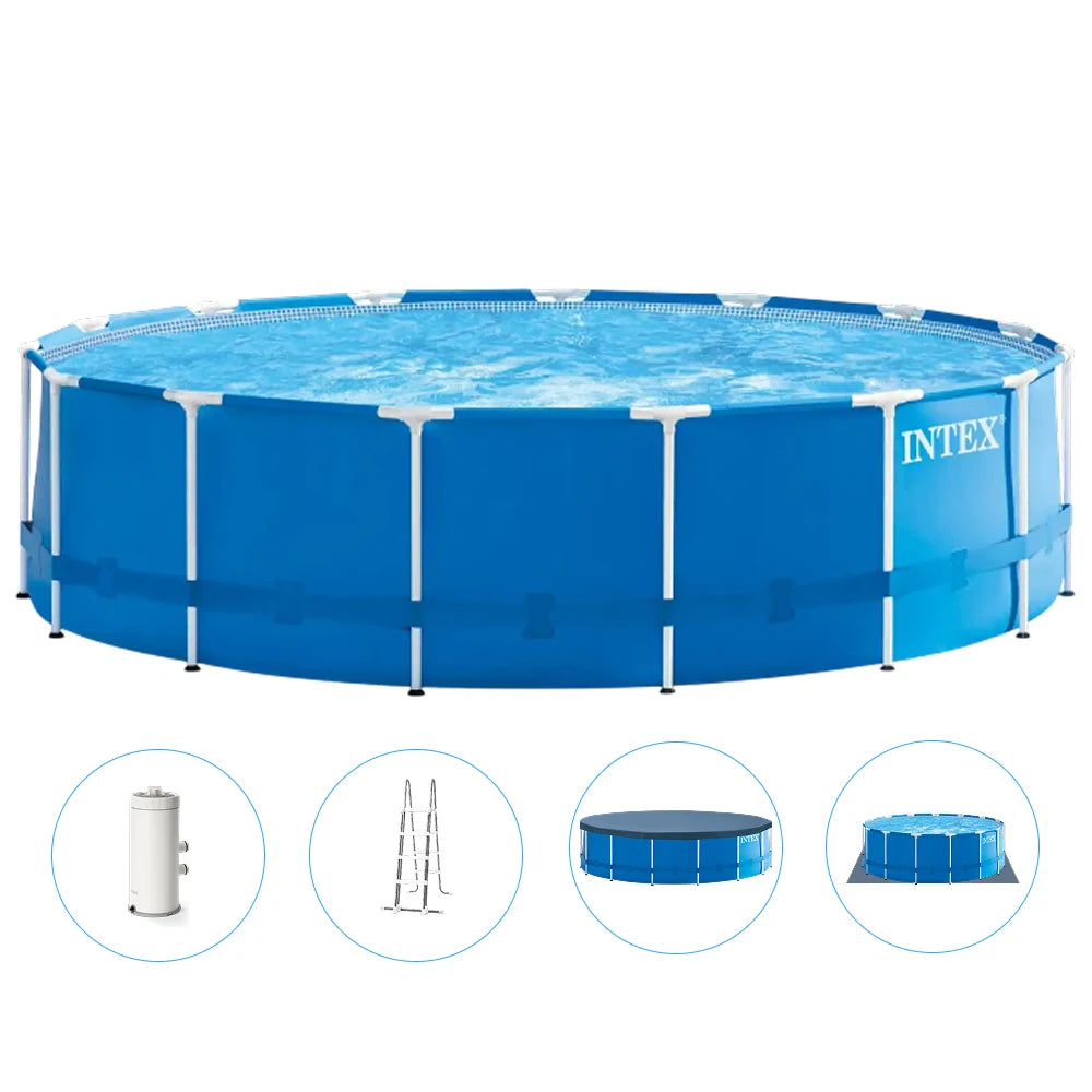 Piscină cu cadru metalic Metal Frame 457×122 cm, 16805 L, cu pompă 3785 L/h, set complet, Intex (28242)