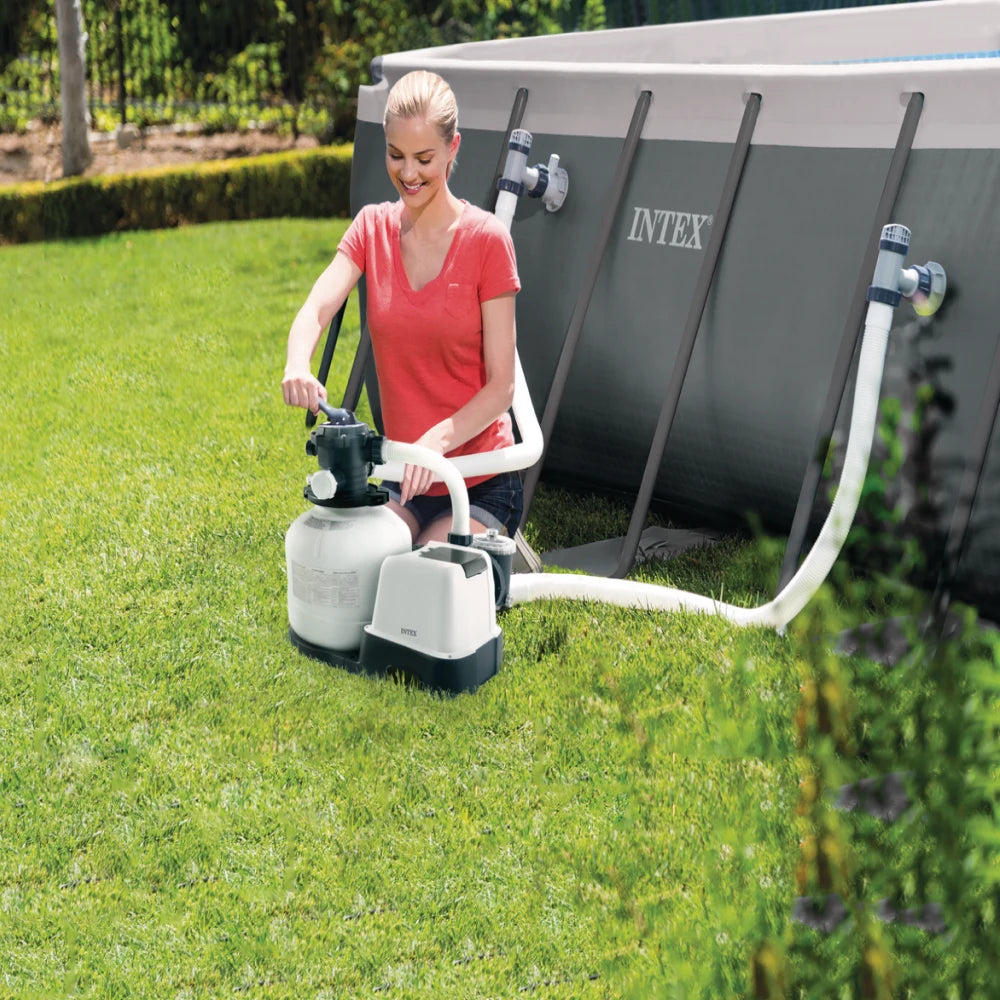 Pompă de filtrare cu nisip Krystal Clear SX2100, rezervor 23 kg, 7 900 l/h, Intex (26646)