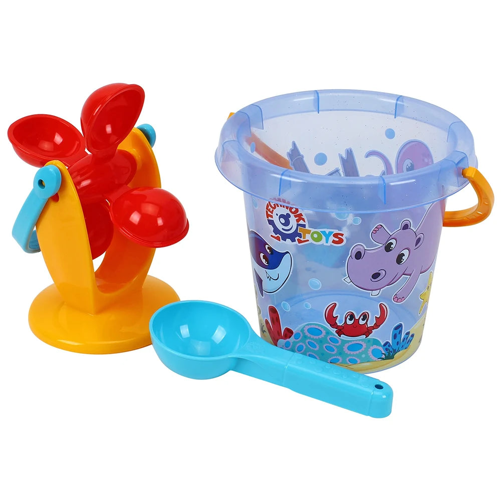 Set pentru nisip și apă cu găletușă, moară și accesorii, Technok 16,5 x 16,5 x 15 cm (0105)