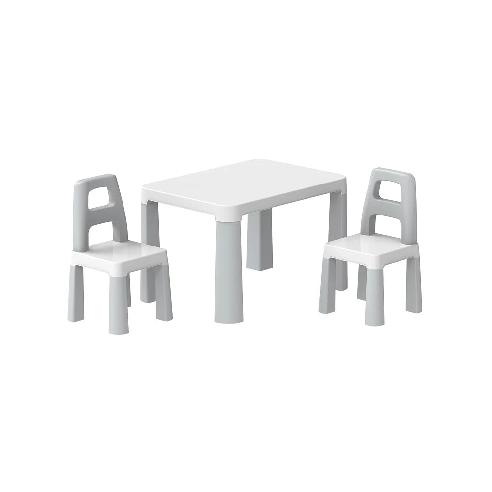 Masă pentru copii cu 2 scaune, set mobilier gri ,Technok (0150)