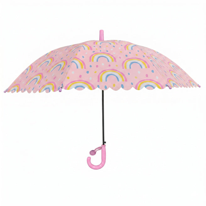 Umbrelă pentru copii roz cu curcubeu, cod 2504D