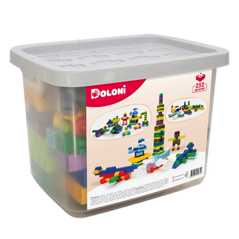 Set de construcție 252 piese cu cutie de depozitare, Doloni (013999/03)