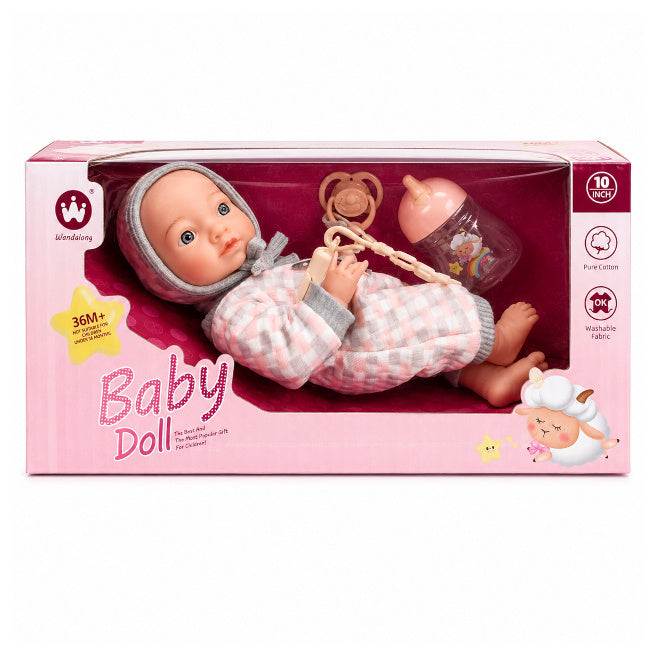 Păpușă bebeluș 10" 25 cm cu accesorii, cod 10105a