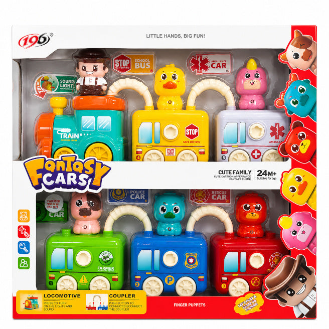 Set joc "Tren" cu pasageri, 6 secțiuni, cu chei, cod 10159a