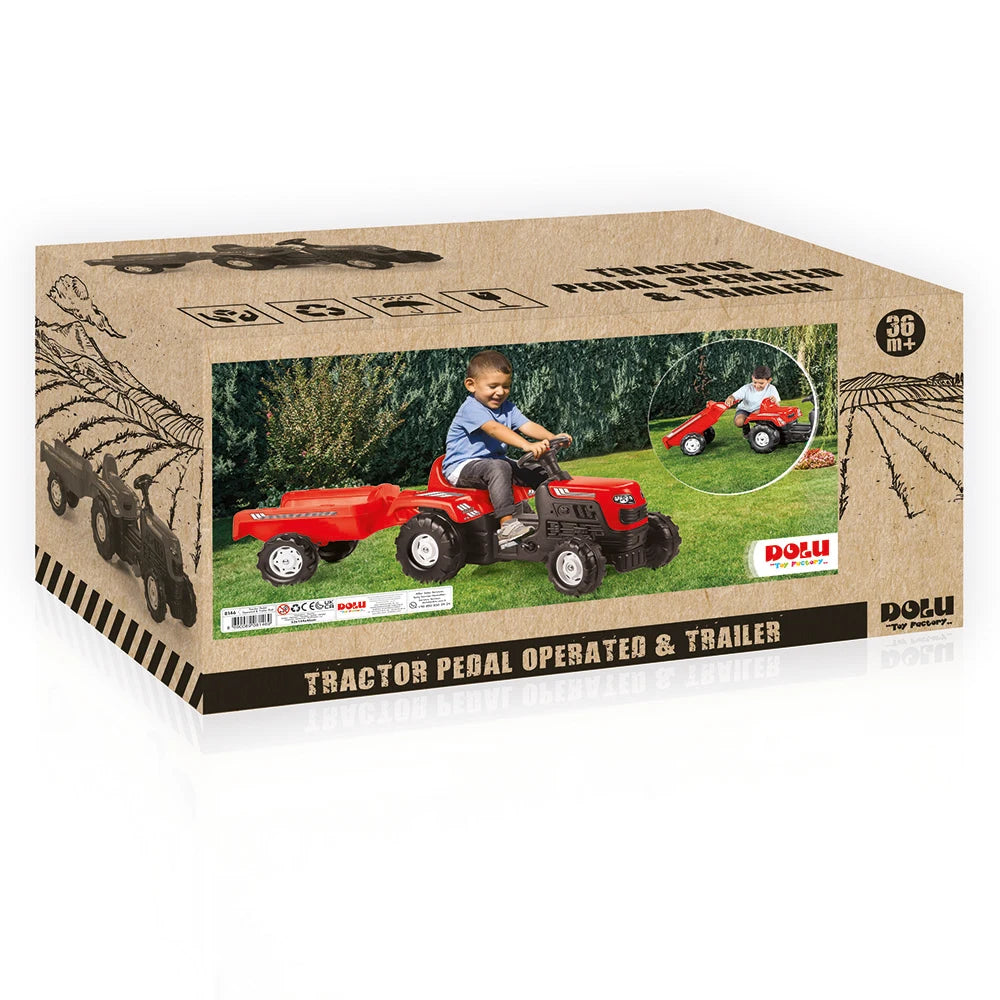 Tractor cu pedale și remorcă Ranchero roșu, Dolu (8146)