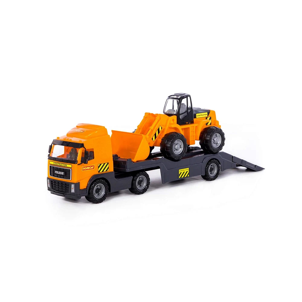 Camion transportor cu stivuitor și set de construcție – 30 piese, Polesie (36797) 76.5х21.5х32 cm