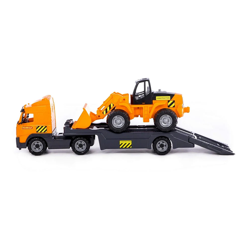 Camion transportor cu stivuitor și set de construcție – 30 piese, Polesie (36797) 76.5х21.5х32 cm