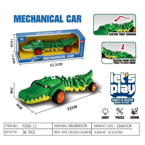 Mașină crocodil programabilă, electrică, lumină, sunet, reîncărcabilă, roți negre, plastic, PD88-11