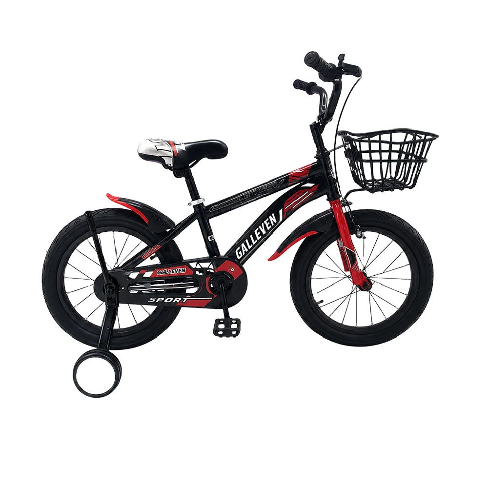Bicicletă pentru copii 20′, cu roți ajutătoare (GALLEVEN-20 rosu-negru) 6-9 ani