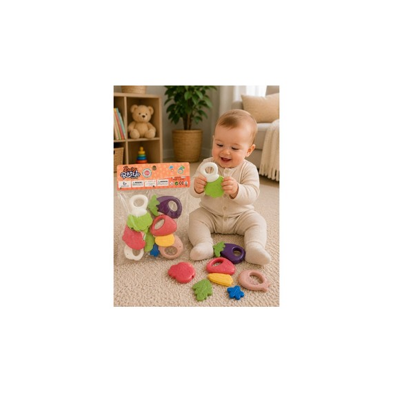 Set jucării dentiție și zornăitori în formă de fructe și legume D2510-2110