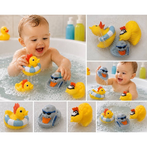 Набор игрушек для ванной с уточками и водными животными D2510-1939