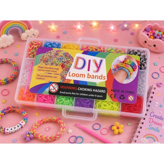 Set creativ Loom Bands cu accesorii și litere D2510-1785