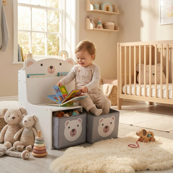 Băncuță cu spațiu de depozitare pentru jucării și cărți „Bear”, U-Grow SKU: UG-74BEAR