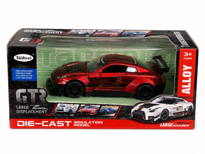 Металлическая машинка DIE CAST, GTR, красная, код 10123b