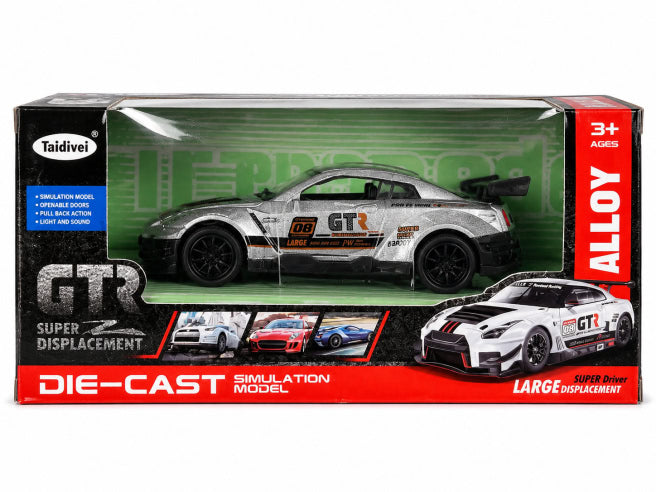 Металлическая машинка DIE CAST, GTR, серебристая, код 10122b