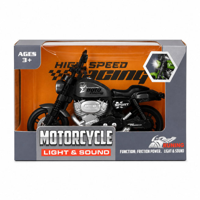 Мотоцикл Harley, инерционный, свет, звук, черный, код 10135b