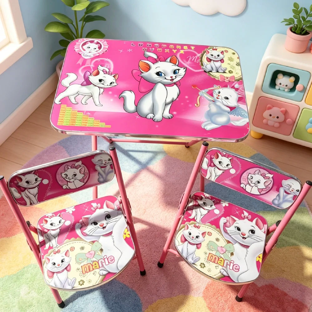 Set masă și 2 scaune pentru copii cu pisicuțe, 60×40 cm (967813)