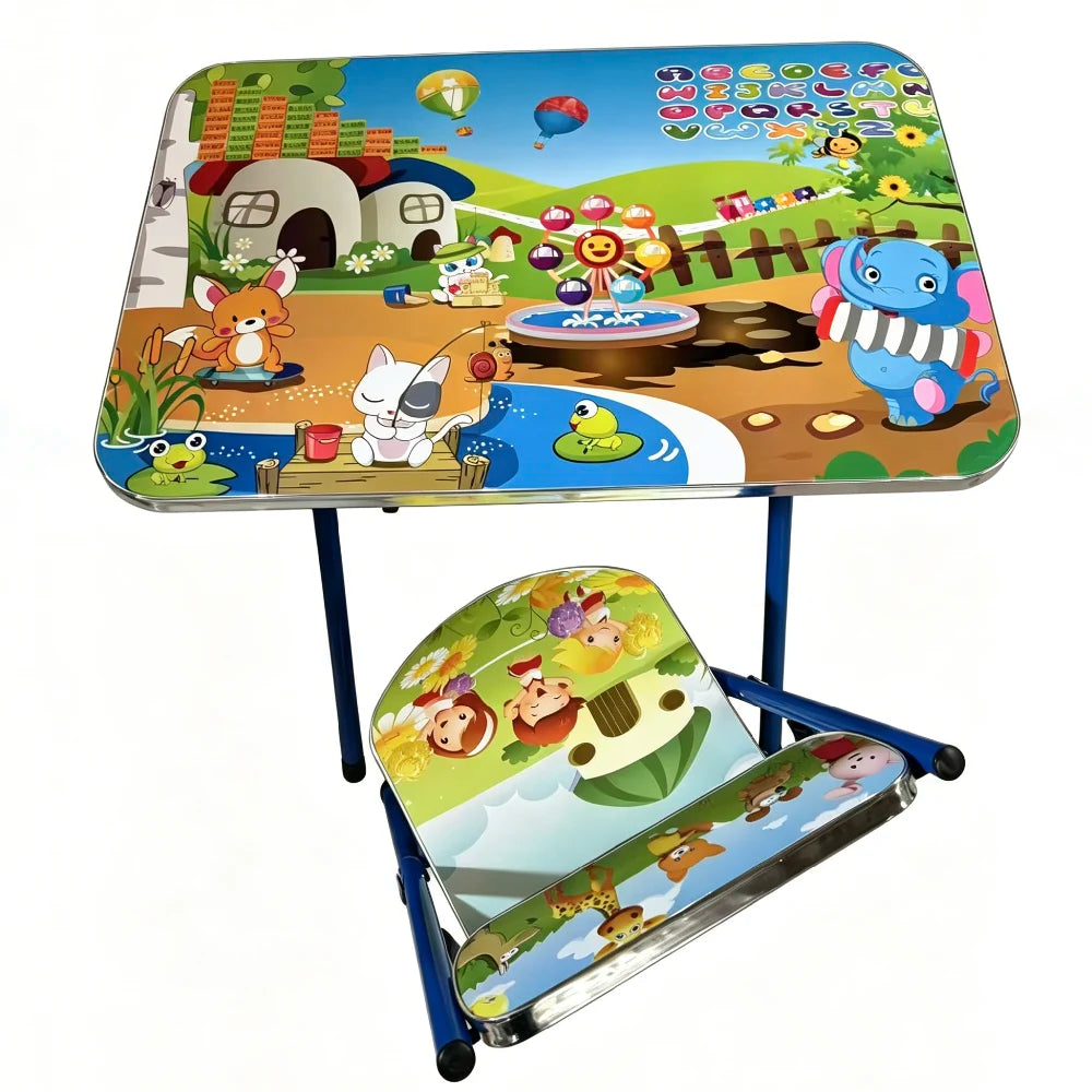 Set masă și scaun pentru copii cu animale vesele, 60×40 cm (64804)