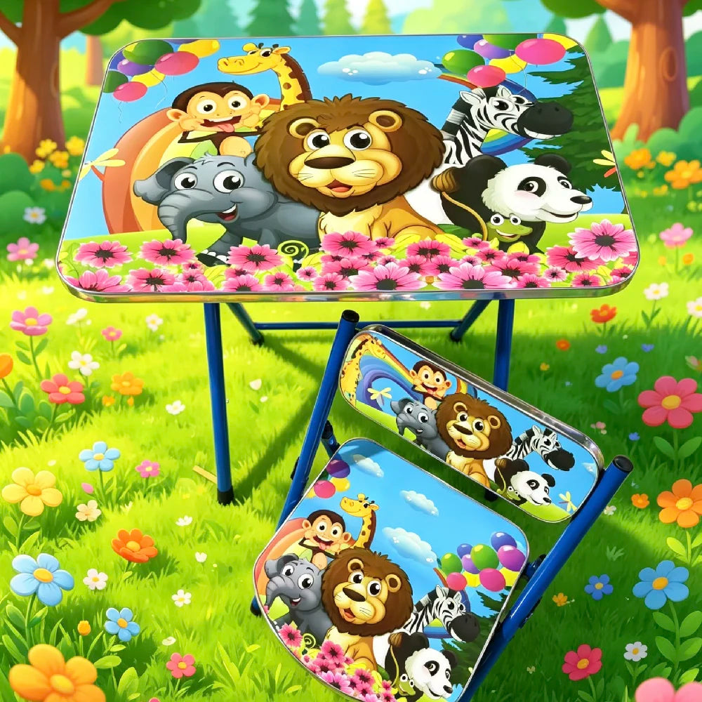 Set masă și scaun pentru copii cu animale, 60×40 cm (64798)