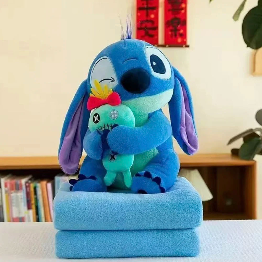 Плюшевая игрушка Стич со Скрампом 45 см, с одеялом 1×1,6 м, синий (578963)