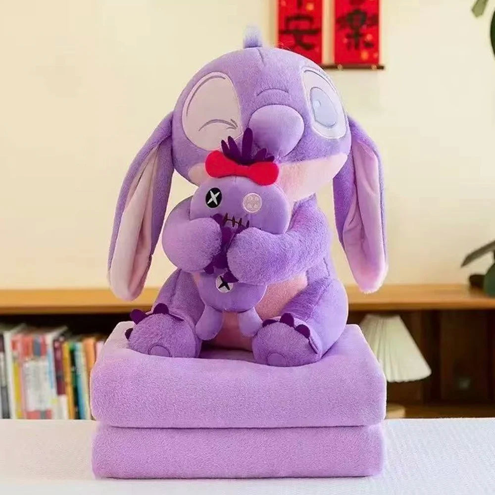 Мягкая игрушка Стич со Скрампом 45см, с одеялом 1×1,6м, фиолетовый (589679)