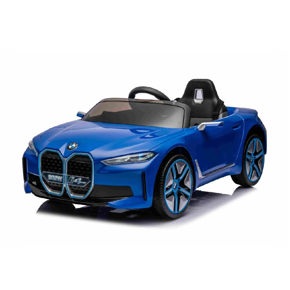 Mașină electrică BMW i4 (capacitate maximă de încărcare 30 kg, scaune din piele, 12V7Ah, 4 motoare de câte 45W, telecomandă, roți moi EVA, dimensiuni 115x67x45 cm) art. JE1009