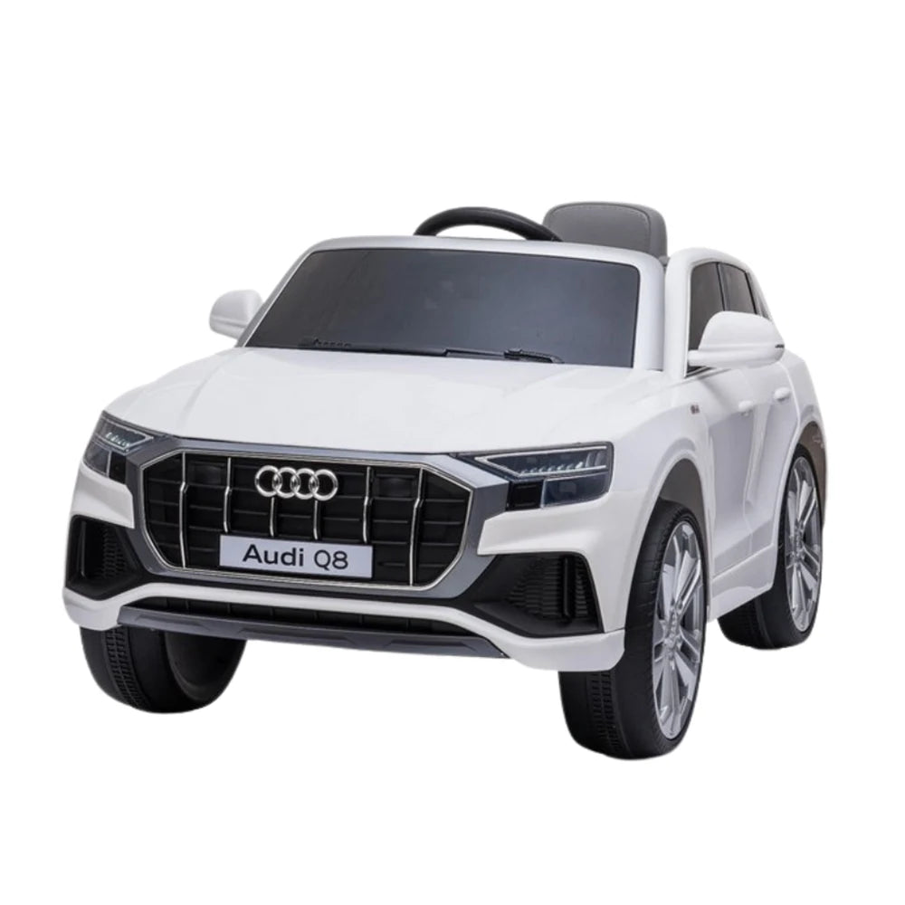 Masina pe acumulator AUDI Q8 (scaune din piele, 12 V4.5Ah, MP-3, 2 motoare, telecomandă, roți moi - EVA, 108x66x55cm) Art. JJ2066/1/2/3