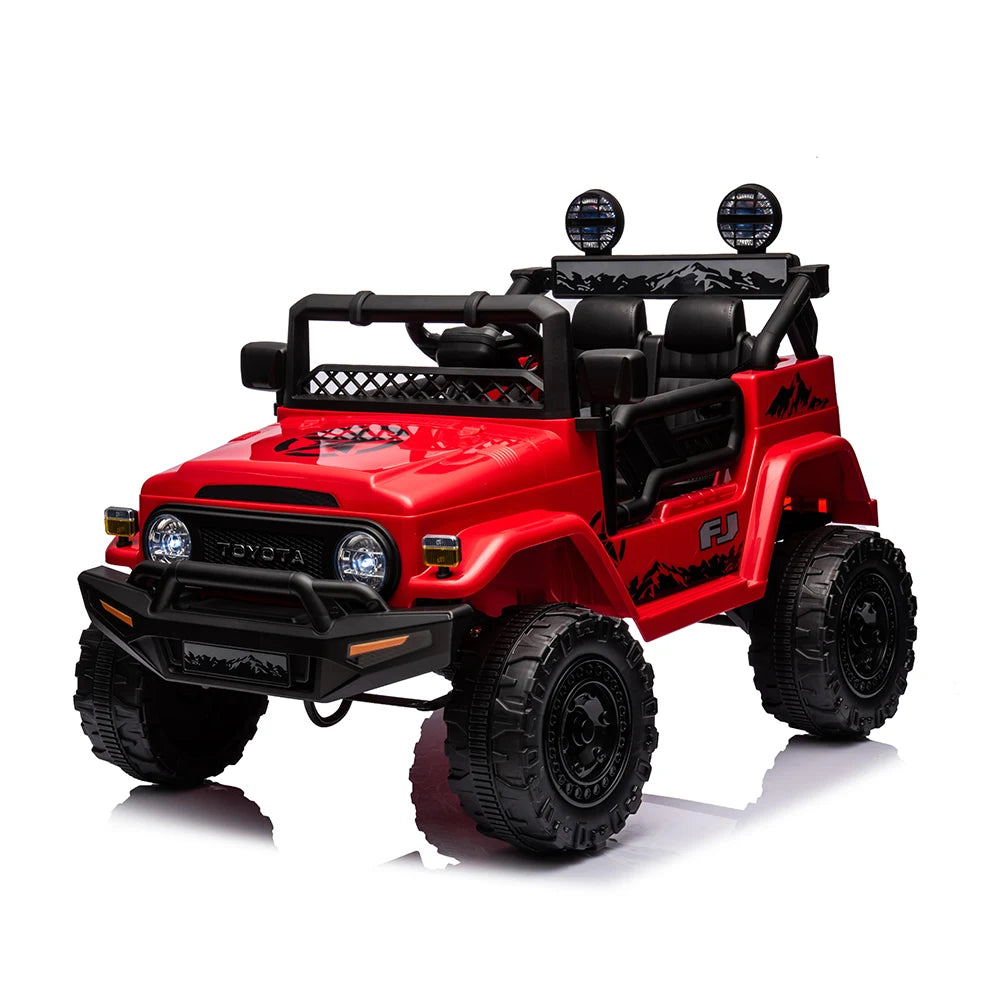 Mașina pe acumulator Toyota FJ Cruiser, încărcătura maximă 30kg (scaune din piele, 12V7Ah*1, MP3, 4 motoare, telecomandă, roți moi - EVA, dimensiune 98x65x70CM) Art.JJ2099