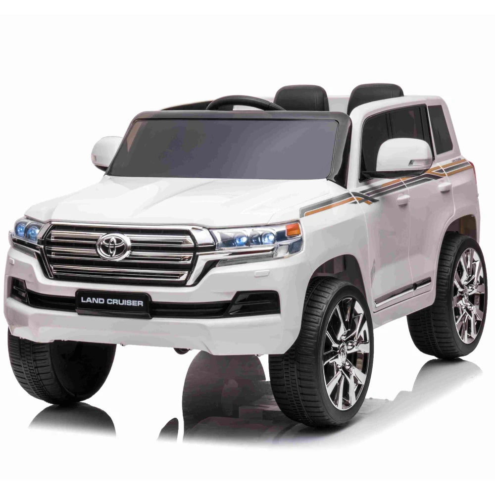 Mașină cu acumulator TOYOTA LAND CRUISER (scaune din piele, 12V7Ah, 2 motoare de 45W, telecomandă, roți moi - EVA, dimensiuni: 125x74x58 cm) cod produs JJ2022/1/2