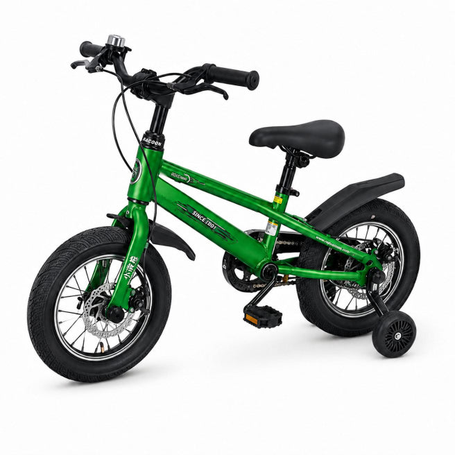 Bicicleta 16 inch, cu 4 roti, verde, cod 2705D