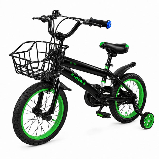 Bicicleta 16" cu 4 roti, verde, cod 2709D