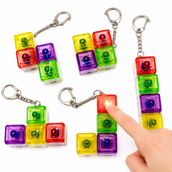 Breloc tastatură (4 taste) cu lumina, colorată, figurine Tetris, cod 2878D